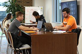 Physician Assistant students studying on campus