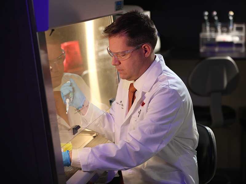 Kyle Simmons doing research at the Hardesty Center for Clinical Research and Neuroscience.