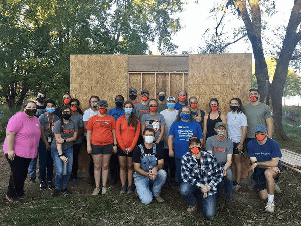 The Student Osteopathic Rural Medicine Club (STORM) with students from Tahlequah and Tulsa volunteer for Habitat for Humanity.