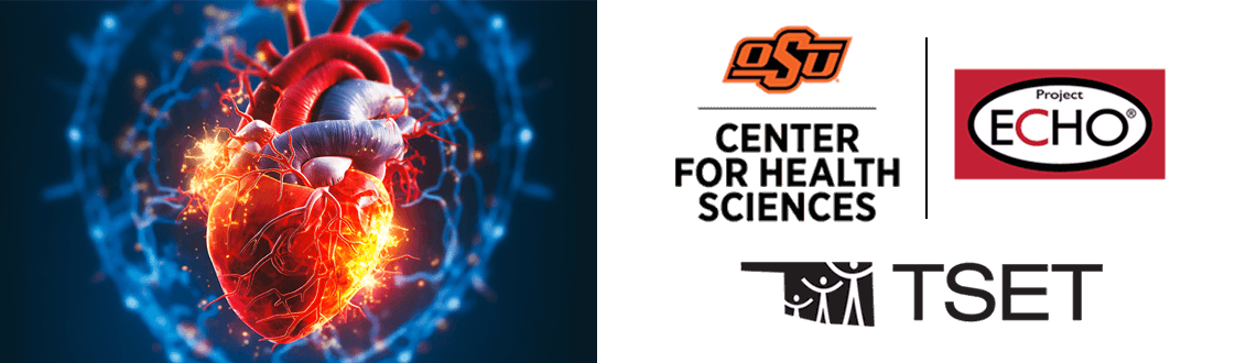 photo of a healthy human heart beside OSU CHS, ECHO and TSET logos
